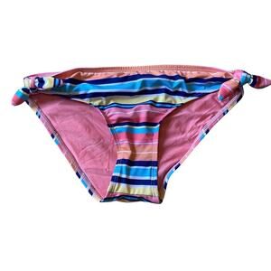 new Splendid Juicy Fruit Stripe Bikini Bottoms Pink Side Twist Tie NEW size S
